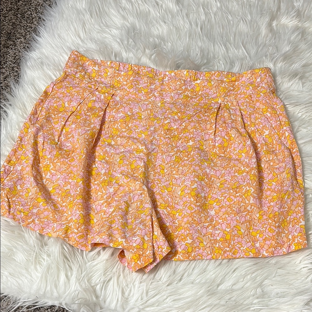 NWOT Volcom Orange Floral Shorts Size L